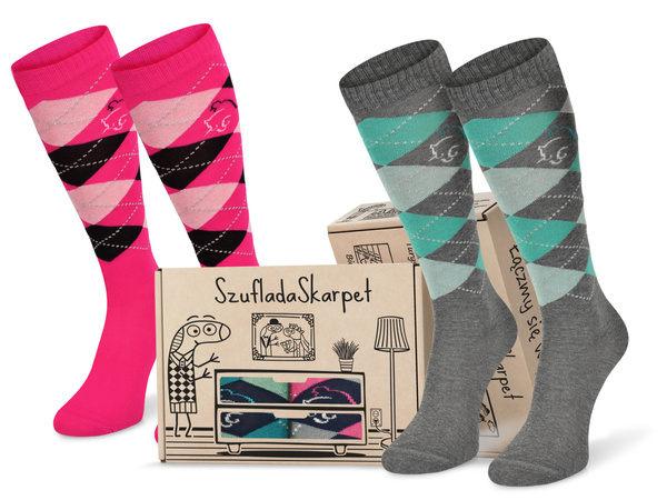 Zestaw podkolanówek SPDJC w pudełku - romby