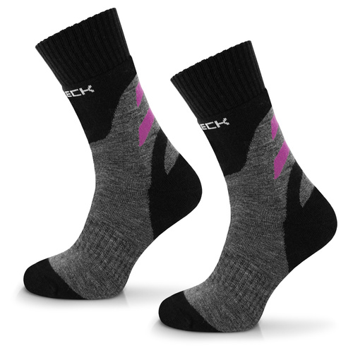 Skarpety damskie BRUBECK Trekking Merino - grafitowo-fuksjowe