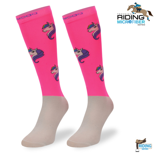 Skarpety jeździeckie SPJMW – różowe w jednorożce