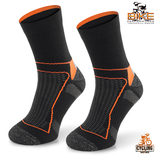 Skarpety rowerowe BIK1 DryTex – czarnopomarańczowe