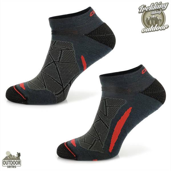 Skarpety trekkingowe TREUL01 - stopki 70% merino - grafitowe