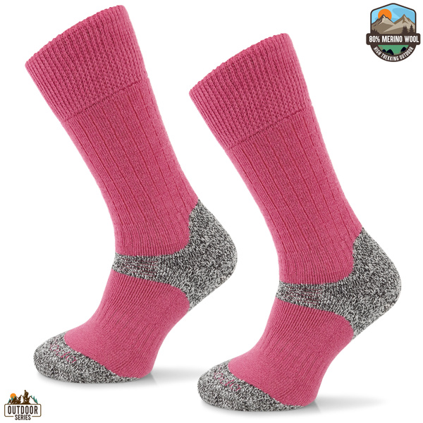 Grube zimowe skarpety trekkingowe TRE9 - różowe