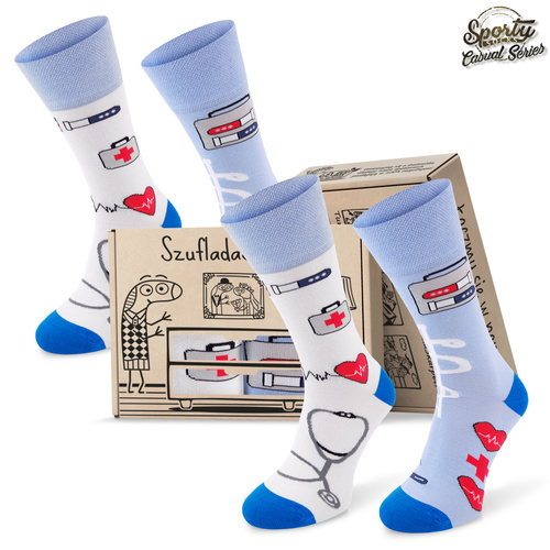 Zestaw 2 par kolorowych skarpetek w pudełku prezentowym SŁUŻBA MEDYCZNA