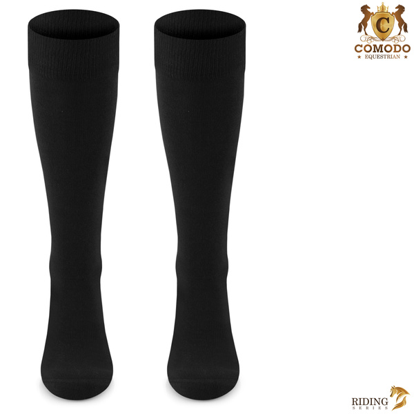 Podkolanówki jeździeckie SPDH - czarne - wzór "Rozmawiam z koniem"