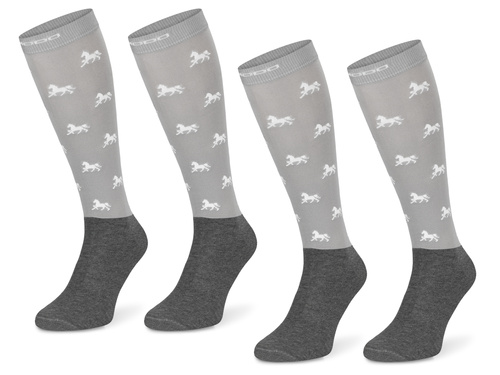 Zestaw podkolanówek jeździeckich SPJM – szare w konie / 2 PAK