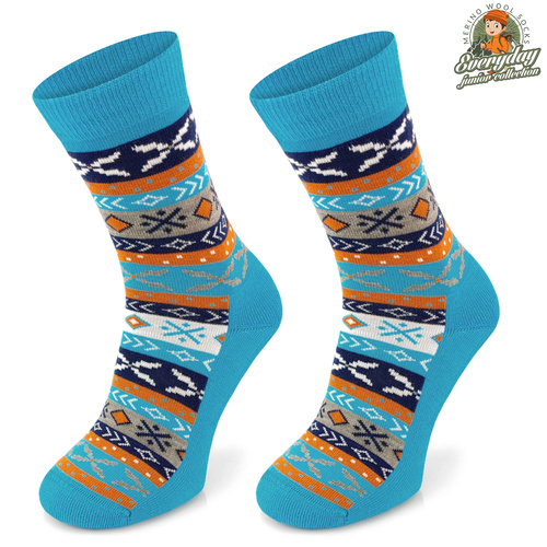 Skarpety dziecięce EVR01 Junior merino wool - turkusowe