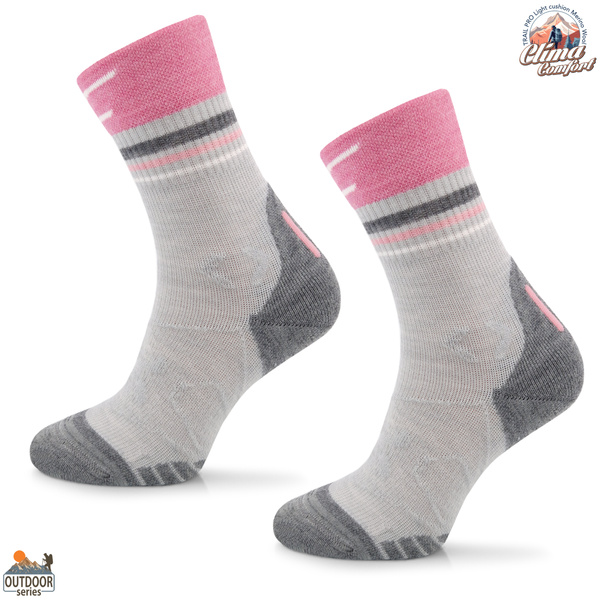 Skarpety trekkingowe TRE28 ClimaComfort TRAIL PRO - różowo/szare