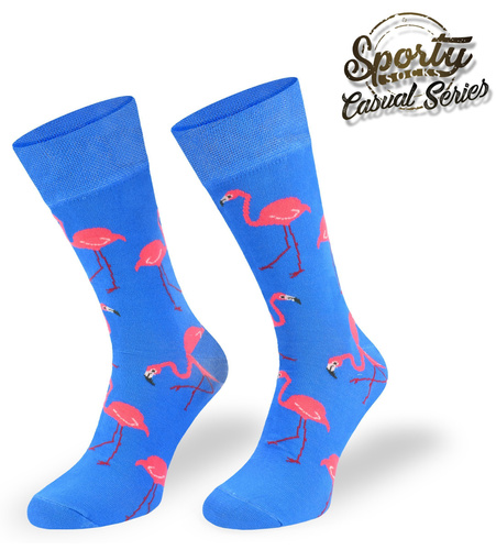 Kolorowe skarpetki – Flamingi niebieskie