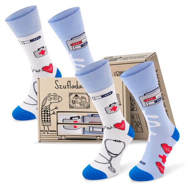 Zestaw 2 par kolorowych skarpetek w pudełku prezentowym SŁUŻBA MEDYCZNA
