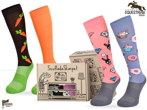 Zestaw podkolanówek SJP w pudełku - Osiołki i Marchewki