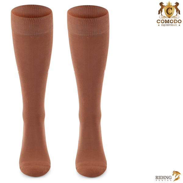 Podkolanówki jeździeckie SPDH - jasno brązowe - wzór "My horse is my therapy"