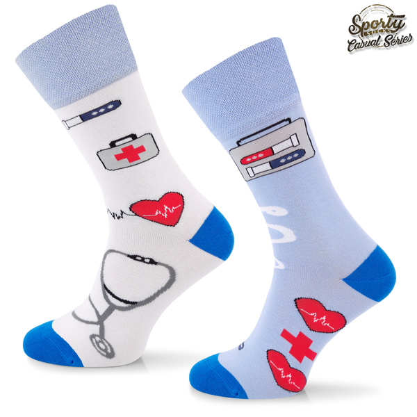 Kolorowe skarpetki – dla Medyka, Służba zdrowia, Ambulans