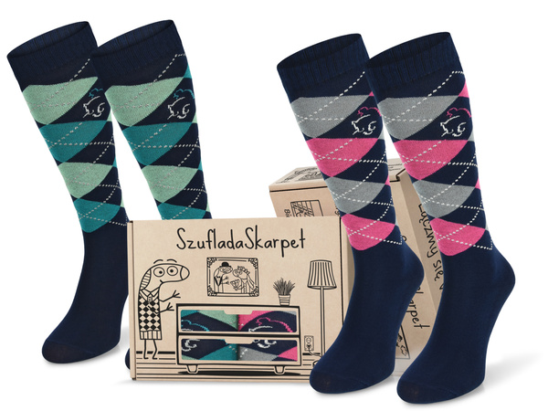 Zestaw podkolanówek SPDJC w pudełku - romby