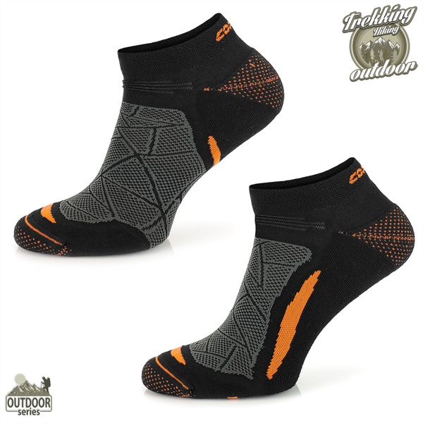 Skarpety trekkingowe TREUL01 - stopki 70% merino - czarne/pomarańczowe