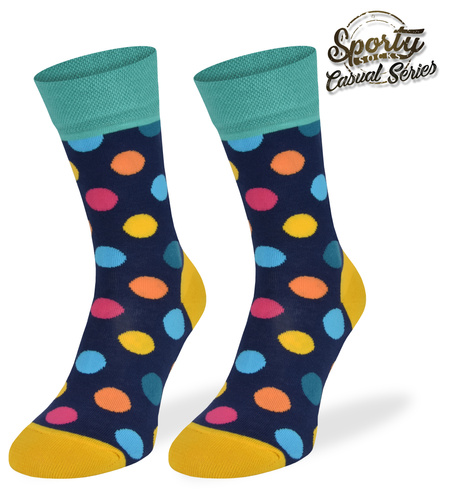 Kolorowe skarpetki – Granatowe kropki