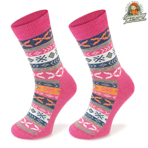 Skarpety dziecięce EVR01 Junior merino wool - różowe