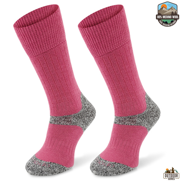 Grube zimowe skarpety trekkingowe TRE9 - różowe