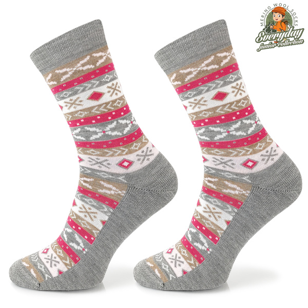 Skarpety dziecięce EVR01 Junior merino wool - jasno-szare