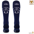 Podkolanówki jeździeckie SPDH - ciemnoniebieskie - wzór "My horse is my therapy"