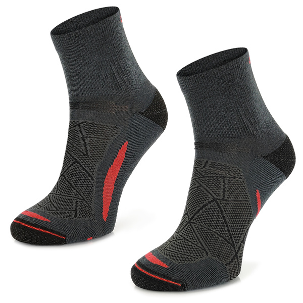 Skarpety trekkingowe TREUL02 - 70% merino - szaro/czerwone