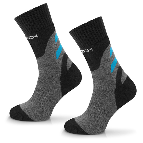 Skarpety damskie BRUBECK Trekking Merino - szaro-turkusowe