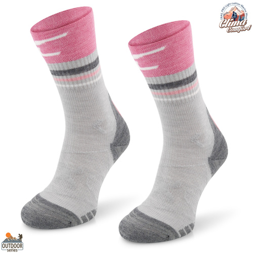 Skarpety trekkingowe TRE28 ClimaComfort TRAIL PRO - różowo/szare