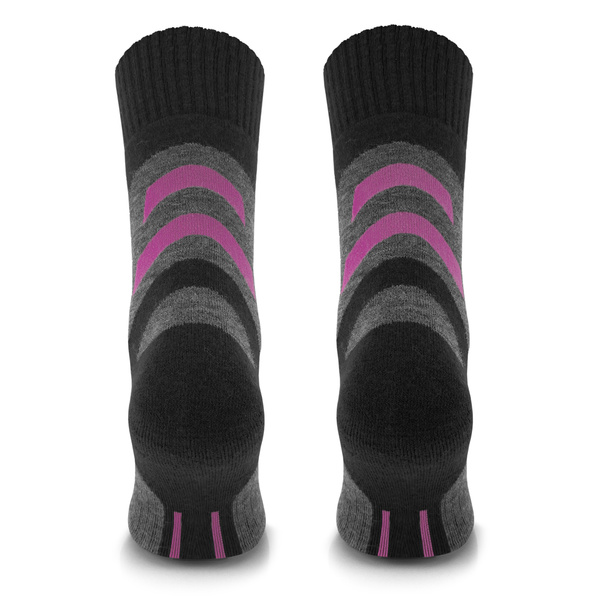 Skarpety damskie BRUBECK Trekking Merino - grafitowo-fuksjowe