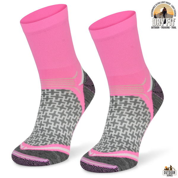 Letnie skarpety trekkingowe TREUL03 - neonowy róż