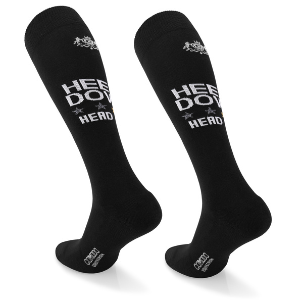 Podkolanówki jeździeckie SPDH - czarne - wzór "Heels Down"