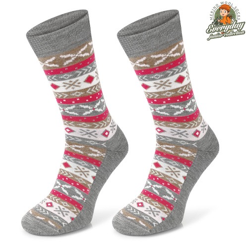 Skarpety dziecięce EVR01 Junior merino wool - jasno-szare