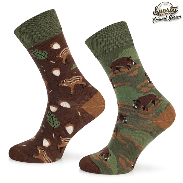 Zestaw 2 par skarpetek myśliwskich w pudełku prezentowym DZIKI