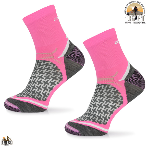 Letnie skarpety trekkingowe TREUL03 - neonowy róż