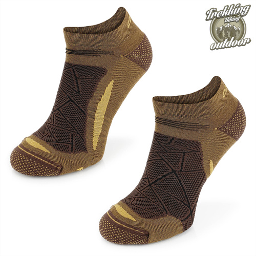 Skarpety trekkingowe TREUL01 - stopki 70% merino - brązowe