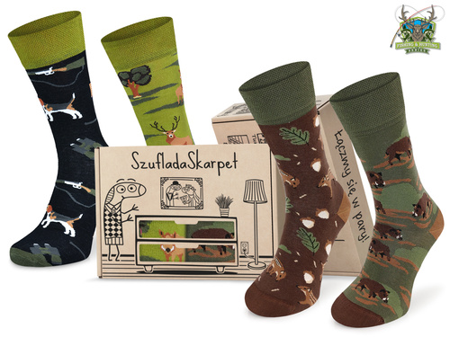 Zestaw skarpetek myśliwskich w pudełku prezentowym DZIKI i POLOWANIE
