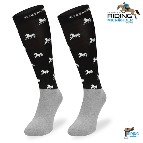 Podkolanówki jeździeckie SPJM – czarne w konie