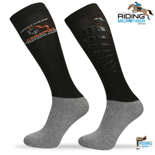 Podkolanówki jeździeckie SPJT z silikonem - czarny