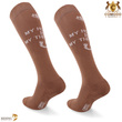 Podkolanówki jeździeckie SPDH - jasno brązowe - wzór "My horse is my therapy"