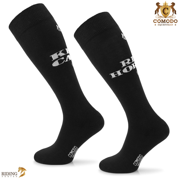 Podkolanówki jeździeckie SPDH - czarne - wzór "Keep calm"