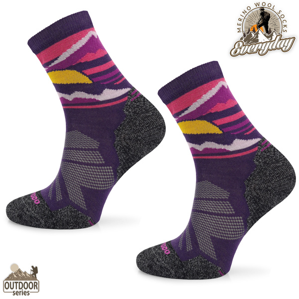 Skarpety trekkingowe TRE18 Everyday Merino - fioletowy zachód słońca