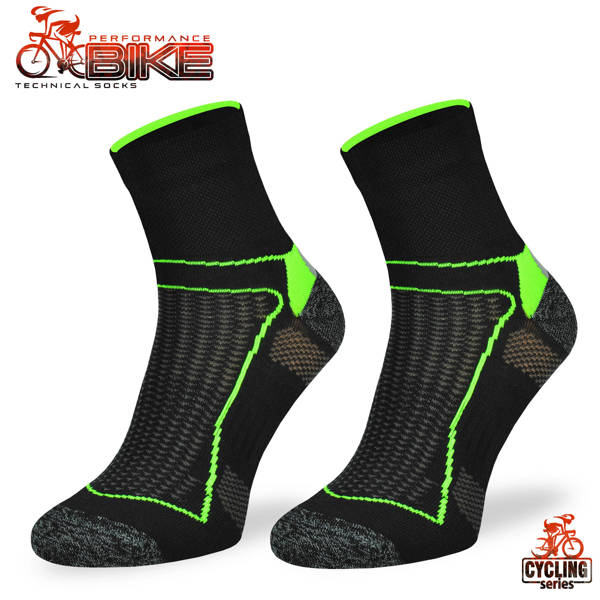 Skarpety rowerowe BIK1 DryTex – czarno-zielone